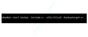 Der Befehl zum Erstellen eines Systembackups inklusive Bootpartition mit wbadmin