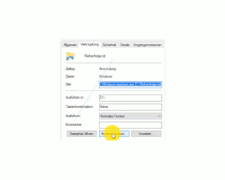 Windows 10 Tutorial - Eine beliebige Datei in der Taskleiste einbinden! - Der Button Anderes Symbol zum Auswählen einer anderen Grafik für das Verknüpfungssymbol 