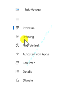 Der Menüpunkt Leistung im Windows 11 Task-Manager