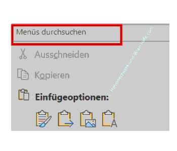 Der neue Kontextmenübefehl – Menüs durchsuchen
