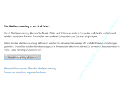  Dialog Das Medienstreaming ist nicht aktiviert mit Button Medienstreaming aktivieren