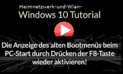 Die Anzeige des alten Windows 10 Bootmenüs beim PC-Start durch Drücken der F8-Taste wieder aktivieren! - Youtube Video Windows 10 Tutorial