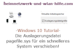 Windows 10 Tutorial - Die Auslagerungsdatei pagefile.sys für ein schnelleres System verschieben!