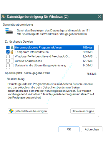 Die Datenträgerbereinigung cleanmgr für Speicherplatzopmierungen nutzen