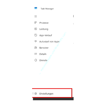 Die Einstellungen im Task-Manager Fenster aufrufen
