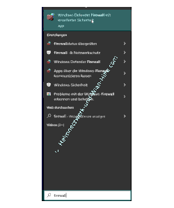 Websuche Bing Tutorial: Die Firewall mit erweiterter Sicherheit über das Suchfeld aufrufen 