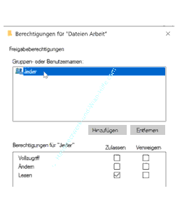 Offlinedateien Tutorial: Die Standardberechtigungen für den Arbeitsdatenordner