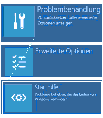 Die Starthilfe in den Windows Reparaturoptionen aufrufen