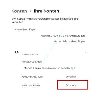 Die Verknüpfung eines Microsoft Kontos mit dem Windows 11 System entfernen