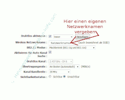 Wlan-Netzwerk Anleitungen: Aufbau eines Wlan-Netzwerkes - Wlan SSID Netzwerknamen vergeben