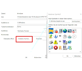 Ein anderes Symbol für das Verknüpfungsicon auswählen