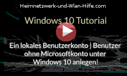 Ein lokales Benutzerkonto ohne Microsoftkonto unter Windows 10 anlegen! - Youtube Video Windows 10 Tutorial