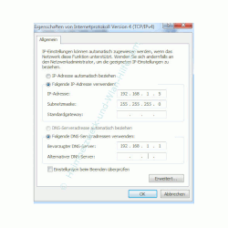 LAN und WAN - Eine IP-Adresskonfiguration aus dem privaten IP-Adressbereich mit DNS-Server