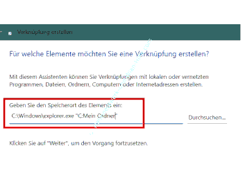 Eine Verknüpfung zu einem Ordner deiner Wahl erstellen
