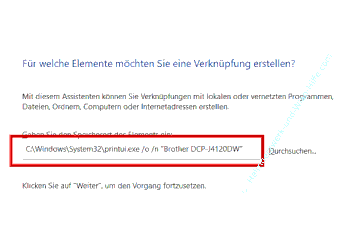 Eine Verknüpfung zur Druckerwarteschlange eines Druckers erstellen