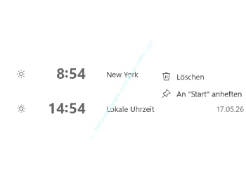 Eine Weltzeit an das Startmenü anheften