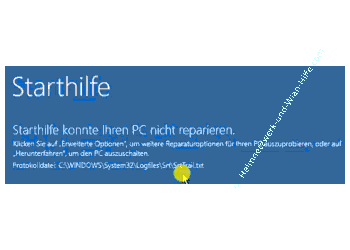 Ergebnis der Starthilfe-Analyse mit Anzeige der Protokolldatei