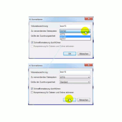 Datenträger von FAT 32 in das NTFS Format formatieren – NTFS-Format für die Datenträgerformatierung auswählen