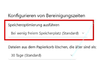 Festlegen, in welchem Zeitraum die Speicheroptimierung ausgeführt werden soll