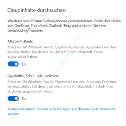 Windows 10 Desktopsuche-Tutorial: Festlegen, ob Cloudinhalte durchsucht werden dürfen oder nicht