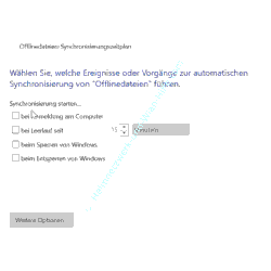 Offlinedateien Tutorial: Festlegen, welche Ereignisse oder Vorgänge zur automatischen Synchronisierung-von Offlinedateien führen 