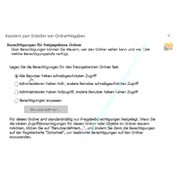  Freigabeassistent – Berechtigungen für die Freigabe festlegen