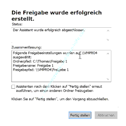  Freigabeassistent – Meldung: Die Freigabe wurde erfolgreich erstellt