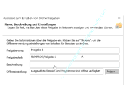  Freigabeassistent – Name und Beschreibung für die Freigabe eingeben