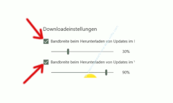 Windows 10 Tutorial - Die Bandbreite für im Hintergrund stattfindende Downloads begrenzen - Wichtig: Setzen des Häkchens vor den definierten Downloadeinstellungen für die Übernahme der Änderungen 