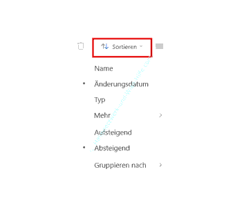 Im Explorer die Sortierfunktion nach Spalteninhalten aufrufen