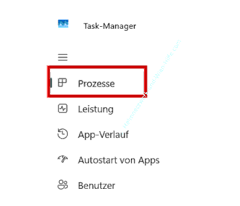 Im Task-Manager den Menübereich Prozesse aktivieren