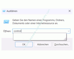 Im Ausführen Fenster Befehl control eingeben