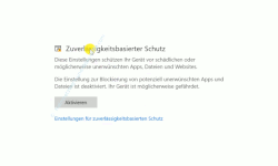 Windows 10 Tutorial - Den Schutz vor unerwünschten Anwendungen ( PUA - Potentially Unwanted Applications) aktivieren! - Konfiguration App- & Browsersteuerung – Bereich Zuverlässigkeitsbasierter Schutz 