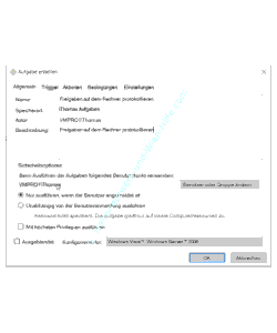 Windows 10 Tutorial: Aufgabenplanung - Konfigurationsfenster für die Bearbeitung aller notwendigen Eingaben eine Aufgabe 