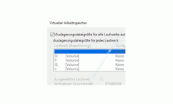 Windows 10 Tutorial - Die Auslagerungsdatei pagefile.sys für ein schnelleres System verschieben! - Konfigurationsfenster Virtueller Arbeitsspeicher 