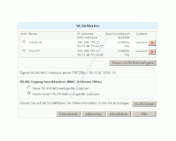 Wlan-Netzwerk Tutorial: Mac-Filter konfigurieren Menü Einstellungen WLAN Monitor-Fenster