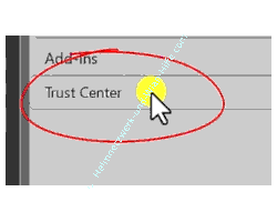Menü Trust Center in den Optionen von Word aufrufen
