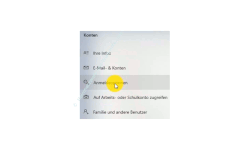 Windows 10 Tutorial - Den Sperrbildschirm (Home oder Professional) deaktivieren - Menüpunkt Anmeldeoptionen im Konfigurationsfenster Konten 