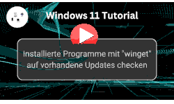 Mit winget Updates von installierten Programmen verwalten - Youtube Video Windows 11 Tutorial