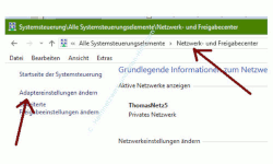 Zwischen verschiedenen Netzwerkeinstellungen wechseln – Netzwerk- und Freigabecenter, Adaptereinstellungen ändern