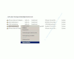 Netzwerk-Anleitung: Netzwerkkarte Netzwerkadapter einrichten und konfigurieren - Kontextmenü Netzwerkverbindung Eigenschaften