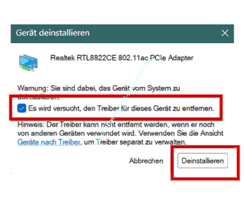 Eine Netzwerkkarte und den dazugehörigen Treiber über den Geräte-Manager deinstallieren / entfernen