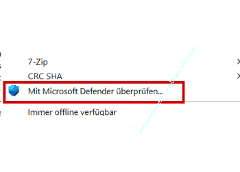 Über den Kontextmenübefehl Mit Microsoft Defender überprüfen eine Datei oder einen Ordner überprüfen