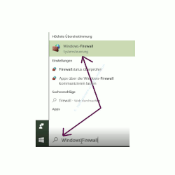 Ping-Anfragen in der Windows Firewall zulassen – Die Windows Firewall über die Suchfunktion aufrufen