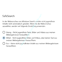 Windows 10 Desktopsuche-Tutorial: SafeSearch – Konfigurieren von Anzeigen nicht jugendfreier Inhalte
