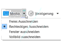 Windows 10 Tutorial: Screenshots erstellen – Snipping Auswahl des Modus für den zu erstellenden Screenshot