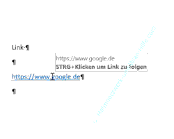 Windows 10 Office Tutorial: Per Standardeinstellung werden Links in Word Dokumenten in Zusammenarbeit mit der STRG-Taste geöffnet 