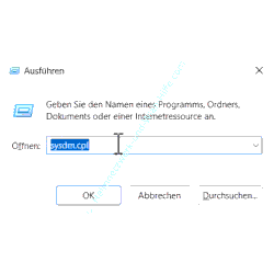 Systembefehl sysdm.cpl per Ausführen-Dialog aufrufen