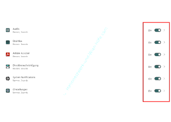 Über den Ein / Aus-Schalter die Benachrichtigungsmöglichkeit einer App aus- oder einschalten