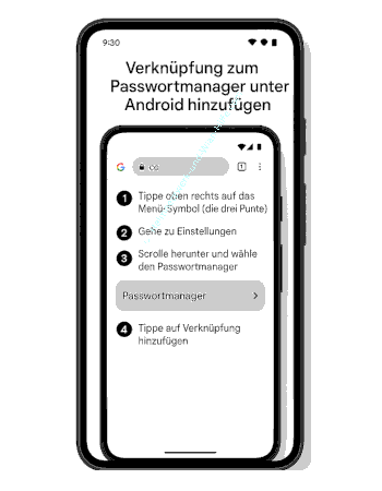 Verknüpfung zum Chrome Passwort-Manager auf einem Android-System erstellen